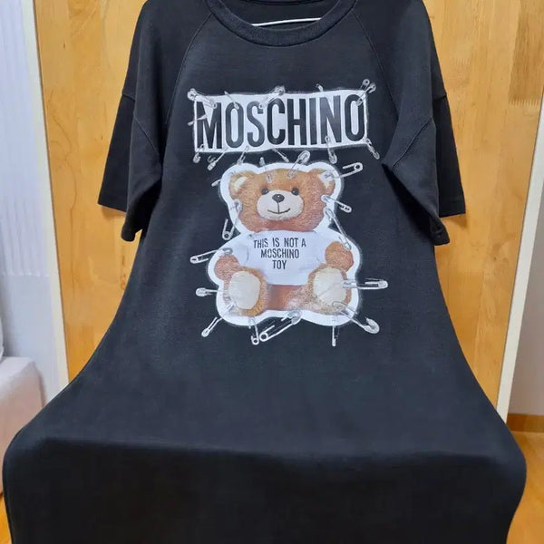[BUNJANG] Moschino Teddy Bear Pin Print Black Midi Dress / 모스키노 테디베어 핀 프린팅 블랙 원피스