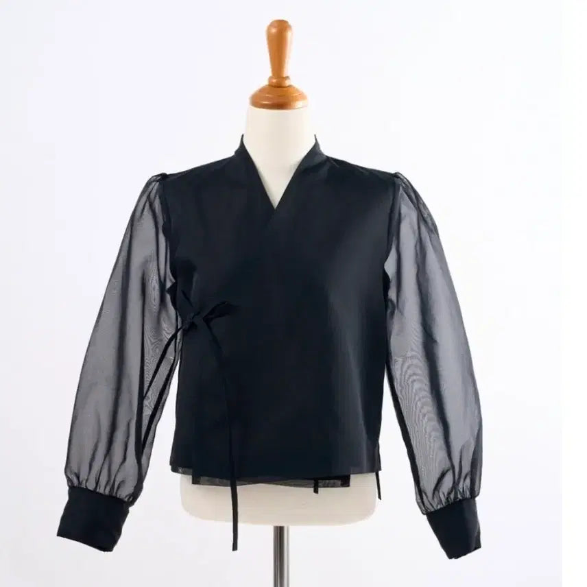[BUNJANG] OnHui Black Sheer Hanbok Jeogori (S) / 얌전한 시스루 검정 한복 저고리 블랙 S사이즈 블라우스