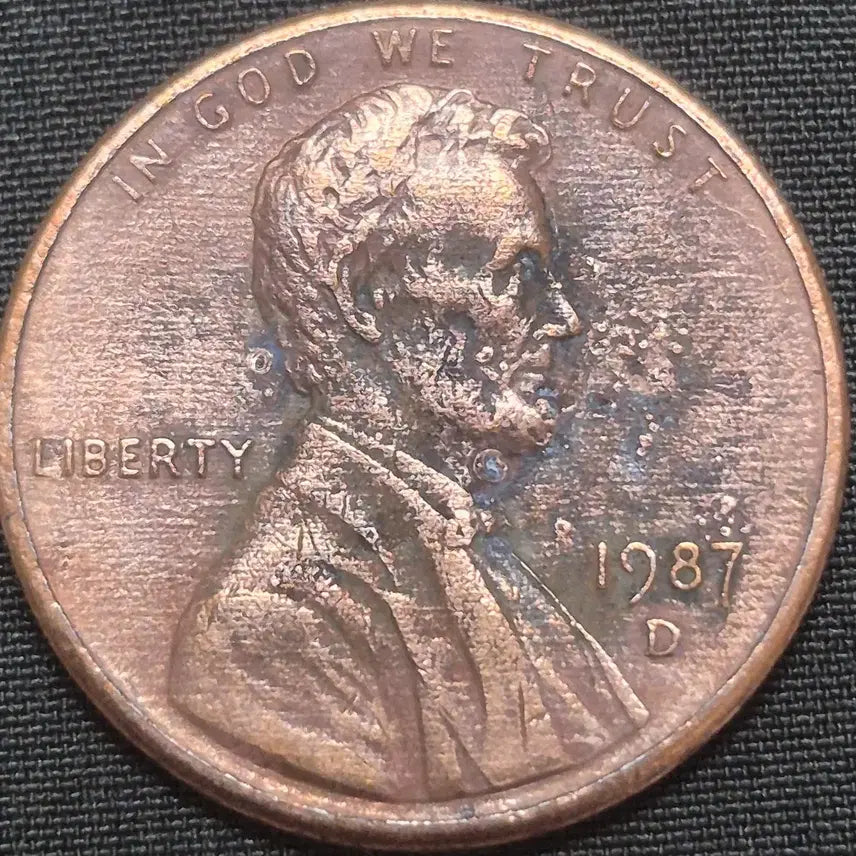 [BUNJANG] 1987 D Lincoln Cent Coin with Bubble Error / 1987년 D링컨 센트 주화 버블에러  주화