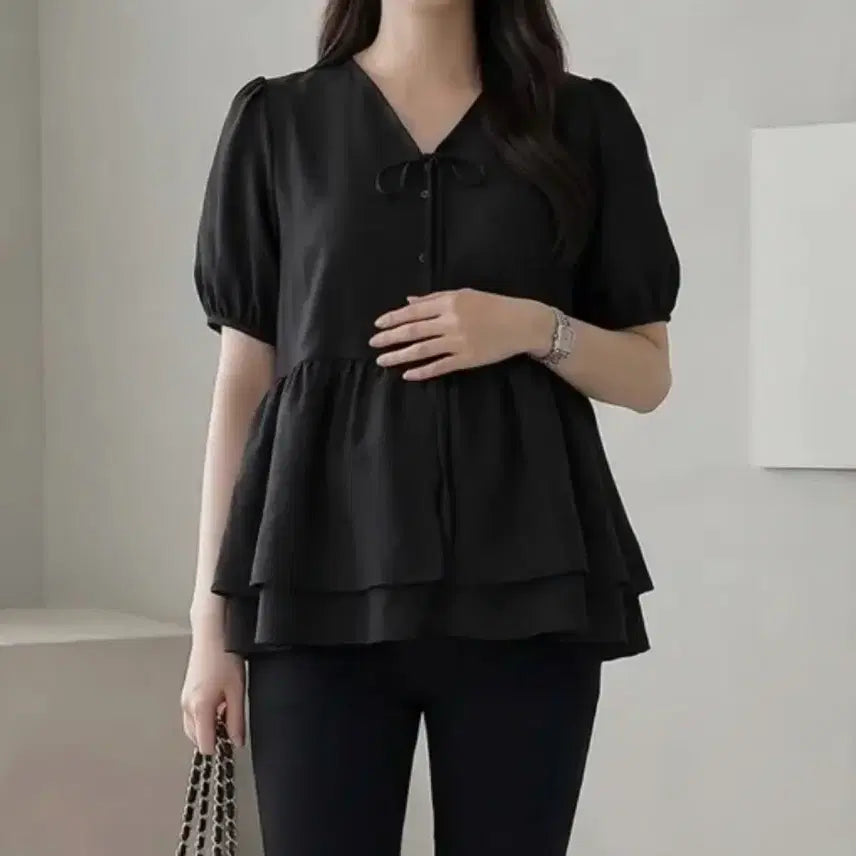 [BUNJANG] Maternity Friendly Short Sleeve Blouse / 반팔 블라우스(임산부도 가능)