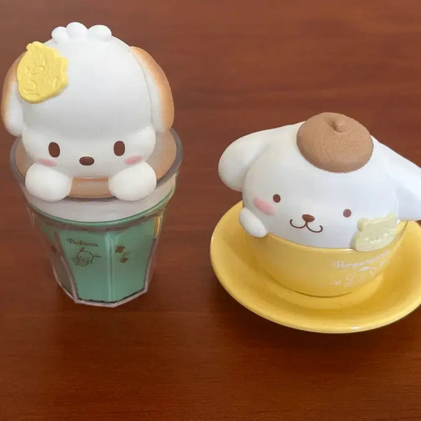 [BUNJANG] Sanrio Latte Art Figures Bundle Set - Pochacco, Pompompurin / [일괄]산리오 라떼아트 피규어 포챠코, 폼폼푸린