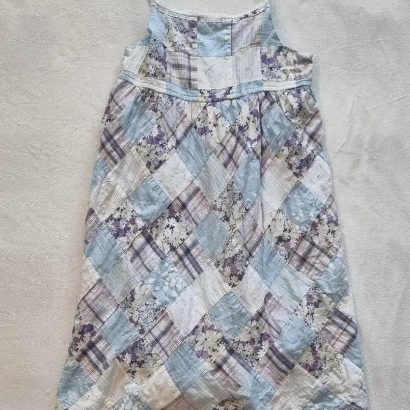 [BUNJANG] Vintage Mori Girl Patchwork Cami Dress / 빈티지 모리걸 하구미 패치워크 나시 원피스