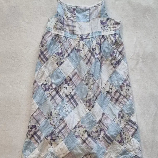 [BUNJANG] Vintage Mori Girl Patchwork Cami Dress / 빈티지 모리걸 하구미 패치워크 나시 원피스