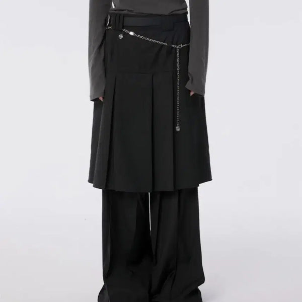 [BUNJANG] Flare Up Black Pleated Skirt Pants / 플레어업 블랙 플리츠 스커트 팬츠