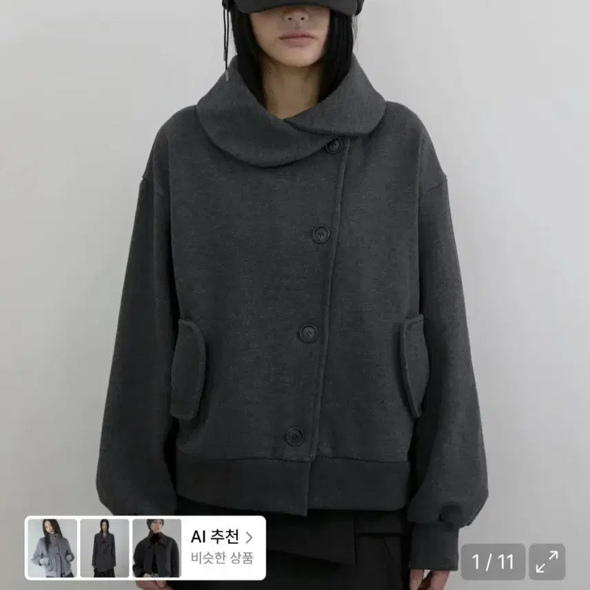 [BUNJANG] Flare Up Charcoal Layered Jacket OS / 플레어업 차콜 레이어드 자켓 OS