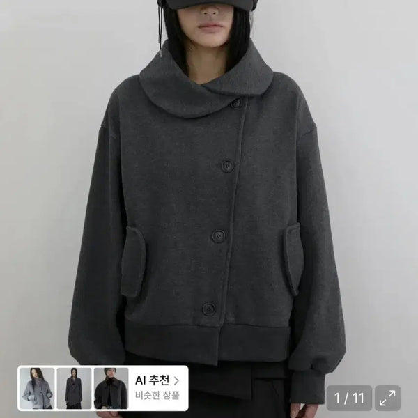 [BUNJANG] Flare Up Charcoal Layered Jacket OS / 플레어업 차콜 레이어드 자켓 OS