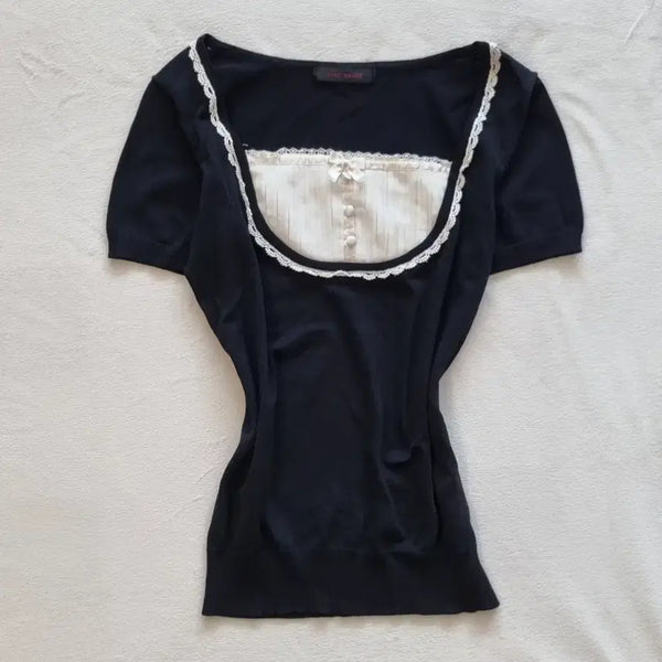 [BUNJANG] Vintage Geek Chic Gyaru Black Top / 빈티지 공겜여주 긱시크 갸루 블랙 탑