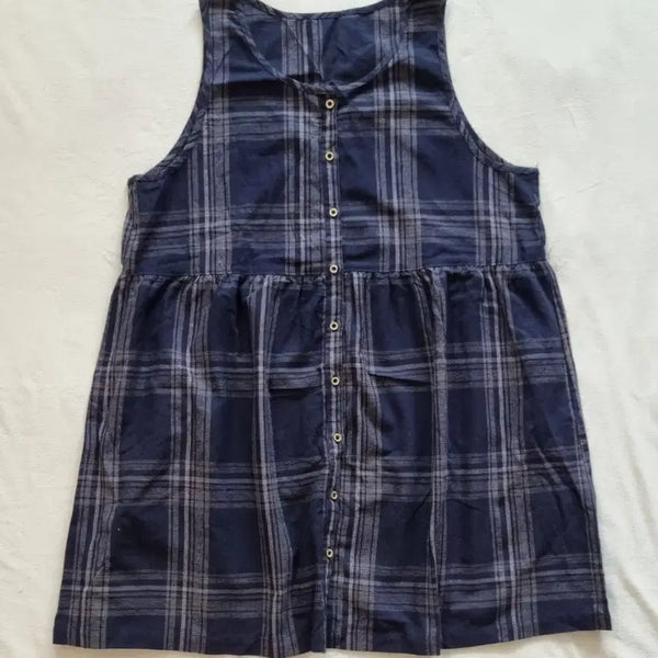 [BUNJANG] Vintage Mori Girl Navy Check Camisole / 빈티지 모리걸 하구미 네이비 체크 나시