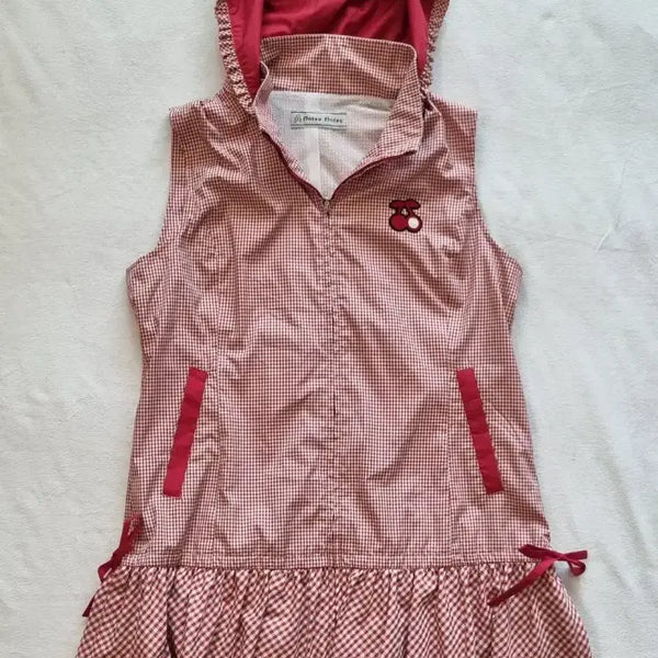 [BUNJANG] Vintage Mori Girl Check Frill Zip-Up / 빈티지 모리걸 하구미 체크 프릴 집업