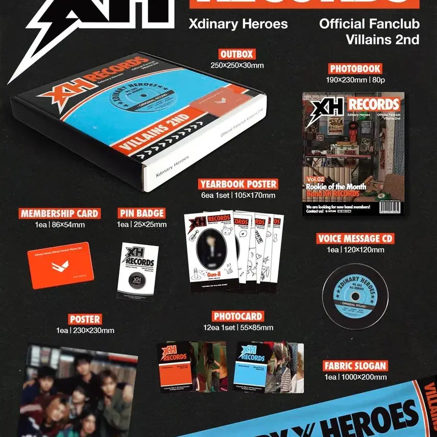 [BUNJANG] XDINARY HEROES Villains Season 2 Fanclub Kit Slogan Lightstick Bundle Set / 엑디즈 빌런즈 2기 팬클럽 키트 슬로건 응원봉 펜타포트 분철