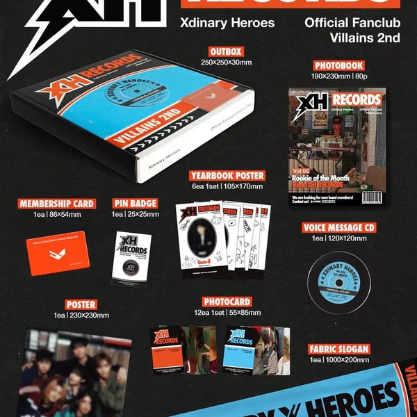 [BUNJANG] XDINARY HEROES Villains Season 2 Fanclub Kit Slogan Lightstick Bundle Set / 엑디즈 빌런즈 2기 팬클럽 키트 슬로건 응원봉 펜타포트 분철