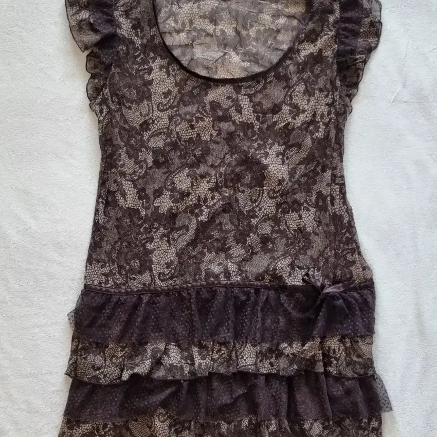 [BUNJANG] Vintage Mori Girl Oriental Brown Lace Top / 빈티지 모리걸 오리엔탈 브라운 레이스 탑
