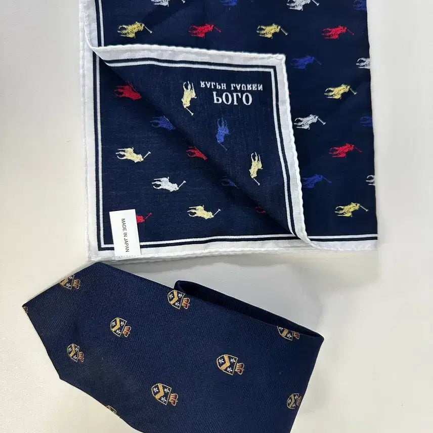 [BUNJANG] Polo Ralph Lauren Necktie & Handkerchief Set / 폴로 랄프로렌 넥타이 + 손수건