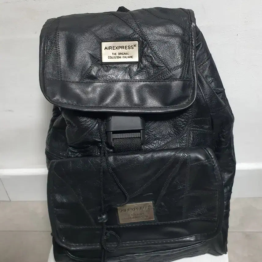 [BUNJANG] AIREXPRESS Full Grain Leather Backpack Black / AIREXPRESS 전면 (Whole Body) 천연 가죽 백팩 블랙