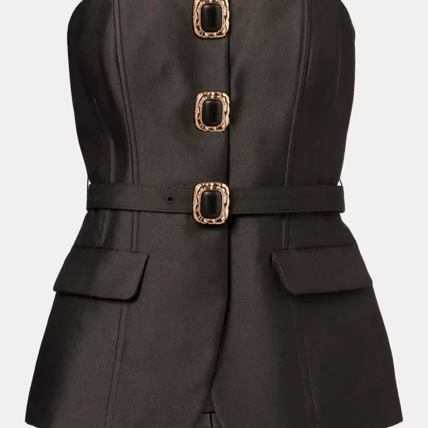 [BUNJANG] Self-Portrait Belted Black Top Size 2 / 오늘만 할인) 셀프 포트레이트 self portrait 벨티드 블랙 탑