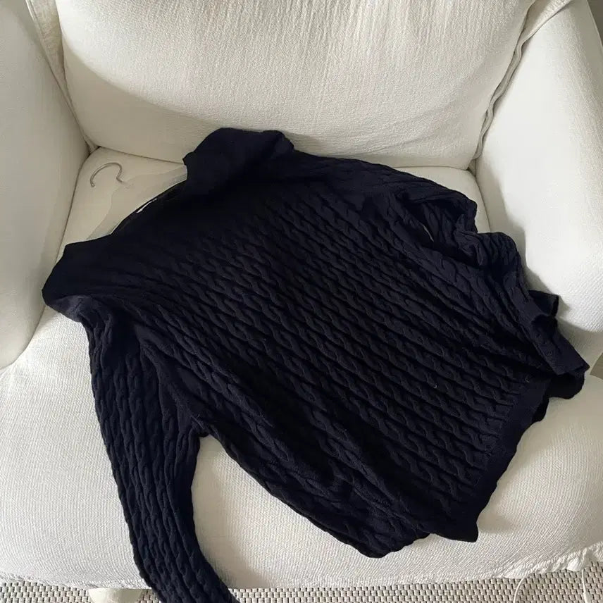 [BUNJANG] sie Heive Rouge Cable Knit Navy / 시에 sie 헤이브 루즈 케이블 니트