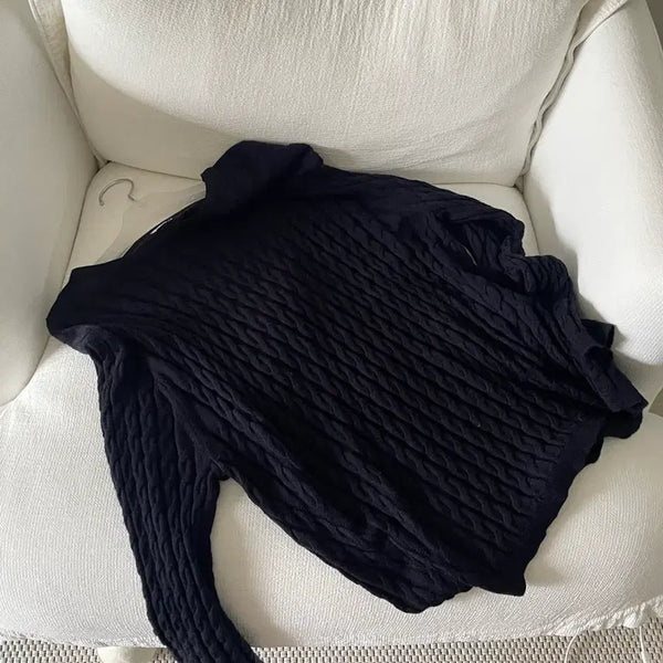 [BUNJANG] sie Heive Rouge Cable Knit Navy / 시에 sie 헤이브 루즈 케이블 니트