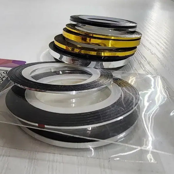 [BUNJANG] Nail Art Line Tape Set (Gold, Silver, Black) / 네일 아트 라인 테이프 골드/실버/블랙 세트