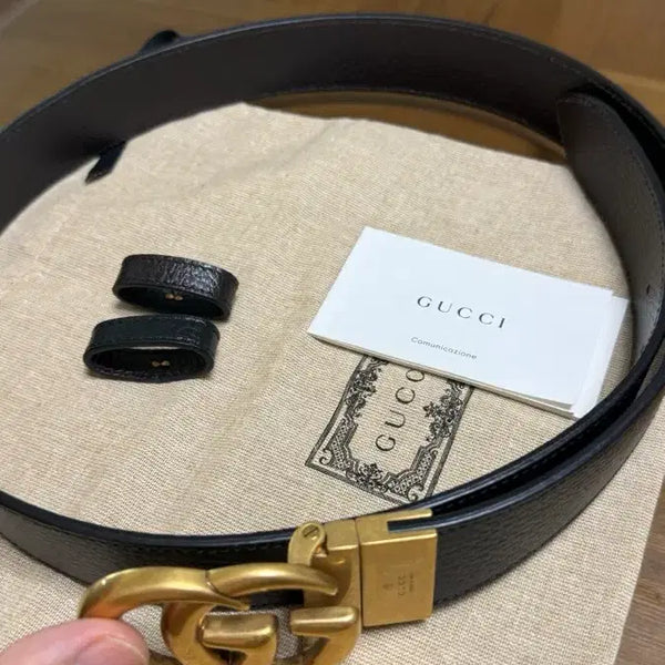 [BUNJANG] Gucci GG Buckle Reversible Leather Belt / 구찌 GG 버클 양면 가죽벨트 정품