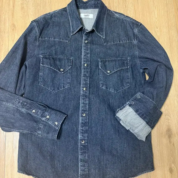 [BUNJANG] Ellude Western Shirt Denim Snap Button Shirt / 엘무드 웨스턴 셔츠