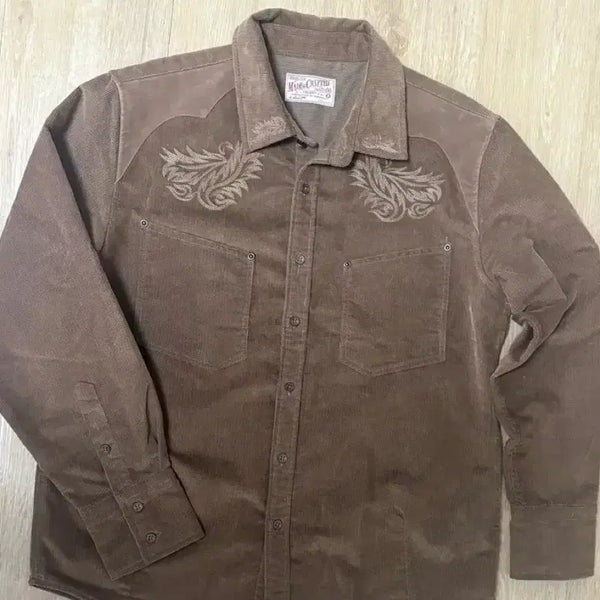 [BUNJANG] Corduroy Western Shirt - Brown / 웨스턴 셔츠 코듀로이 브라운