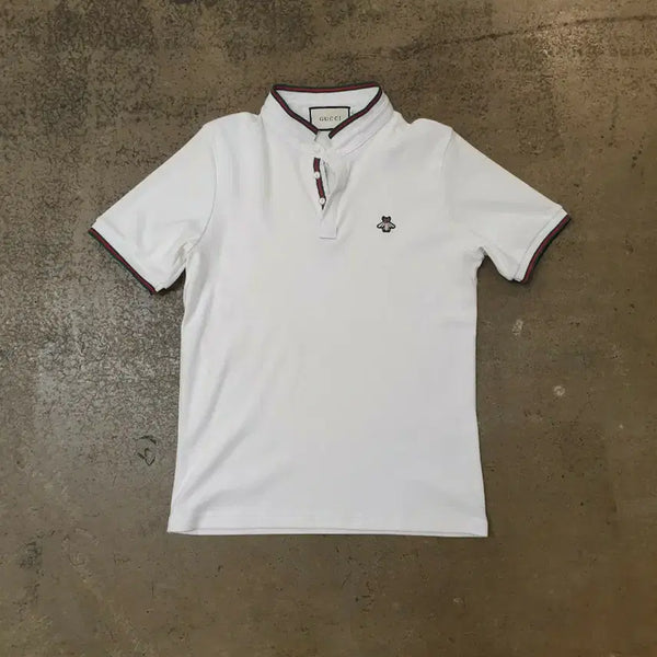 [BUNJANG] Gucci Bee Embroidered Short Sleeve Polo Shirt White Size 2 / 구찌 벌 자수 반팔 카라티 화이트 2