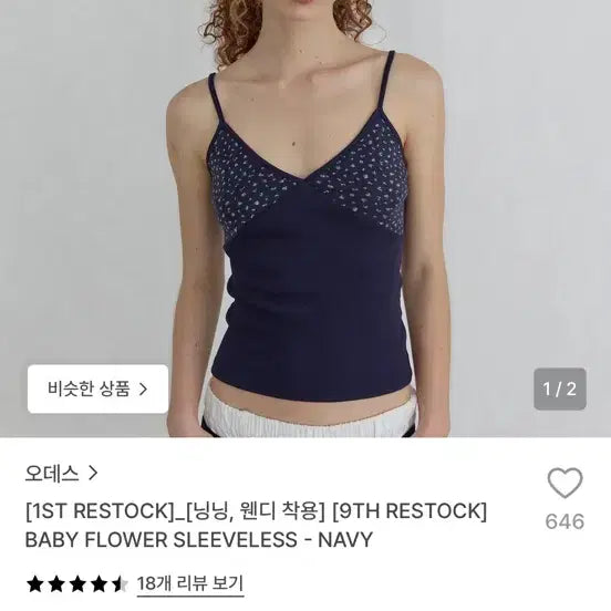 [BUNJANG] Odes Baby Flower Sleeveless Navy / 오데스 베이비 플라워 슬리브리스 네이비