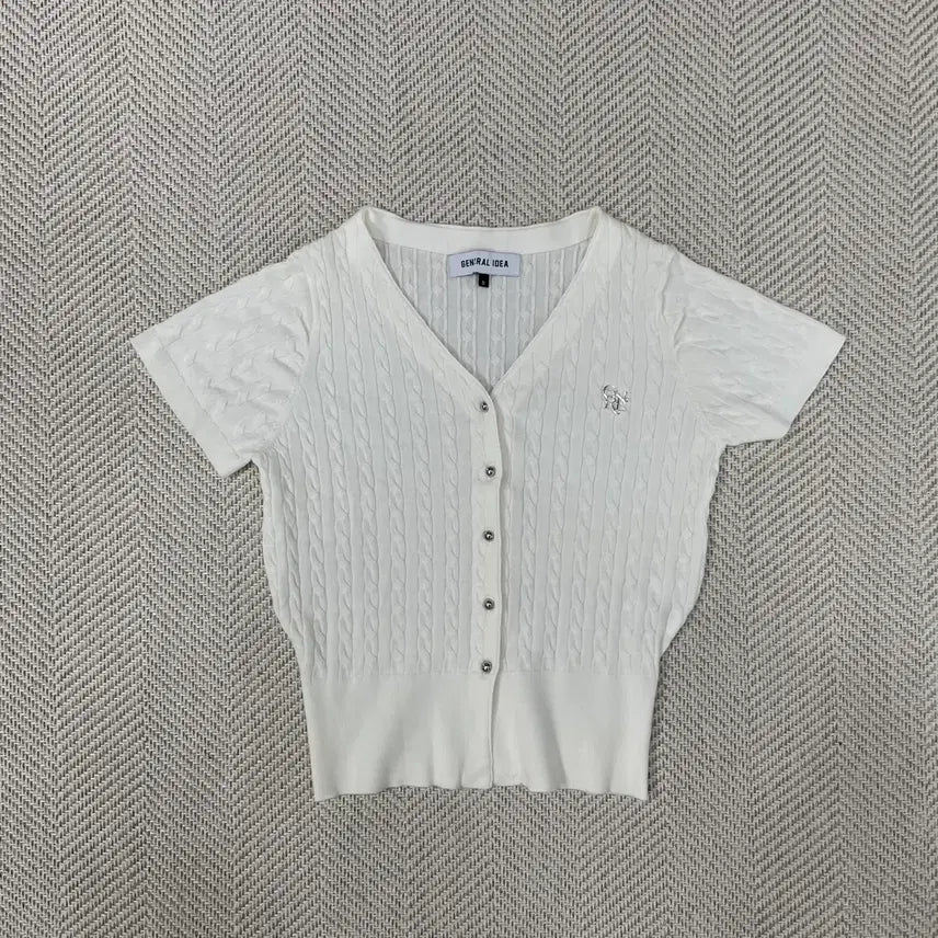 [BUNJANG] General Idea Cable Short Sleeve Knit Cardigan Ivory S / 제너럴아이디어 케이블 반팔 니트 가디건 아이보리 S