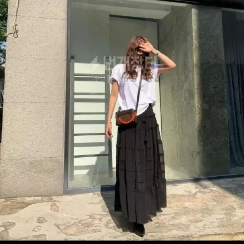 [BUNJANG] Number Project Head to Toe Frill Long Skirt Black / 넘버프로젝트 헤드투토 스커트