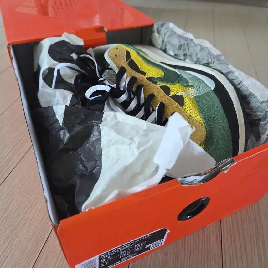[BUNJANG] Nike x Sacai Vaporwaffle Green/Yellow US 9.5 / 나이키 사카이베이퍼와플 노초 275