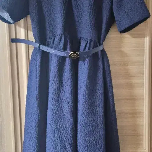 [BUNJANG] Navy Long Dress with Belt Detail / 네이비원피스