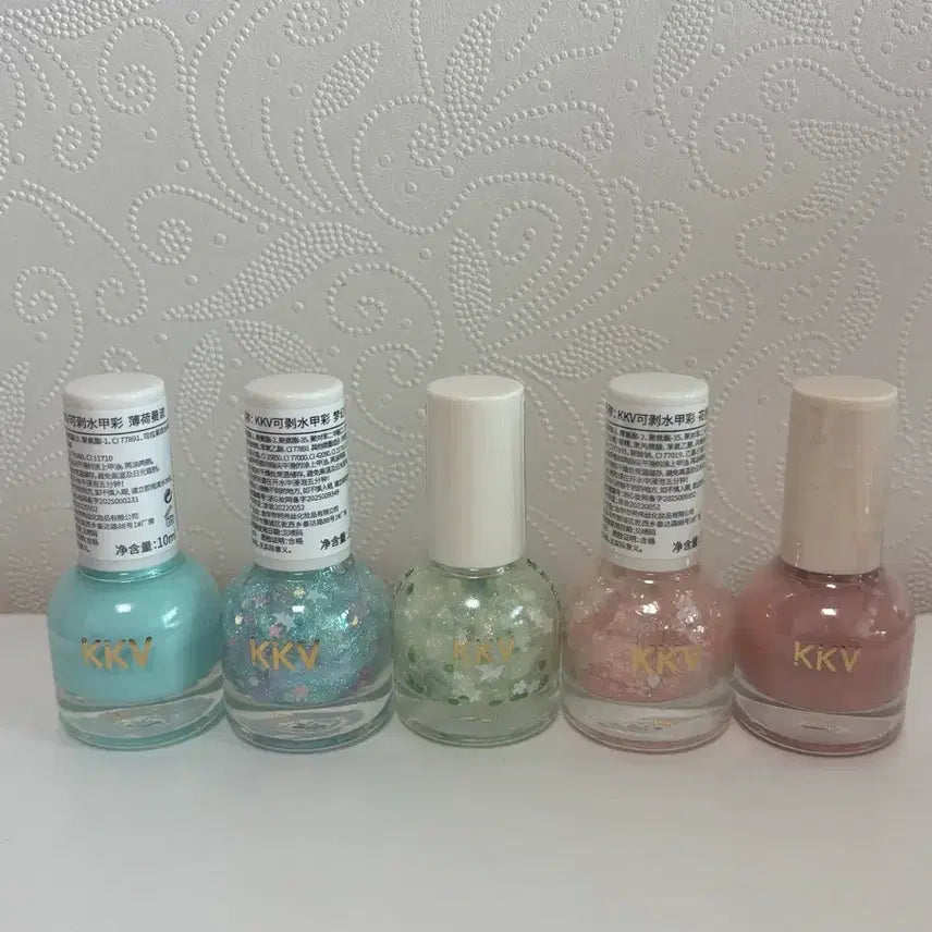 [BUNJANG] KKV Nail Polish 5-Piece Set (Pink, Light Pink, Mint, Sky Blue) / KKV 네일 폴리쉬 5종 세트 (핑크/연분홍/민트/하늘색)