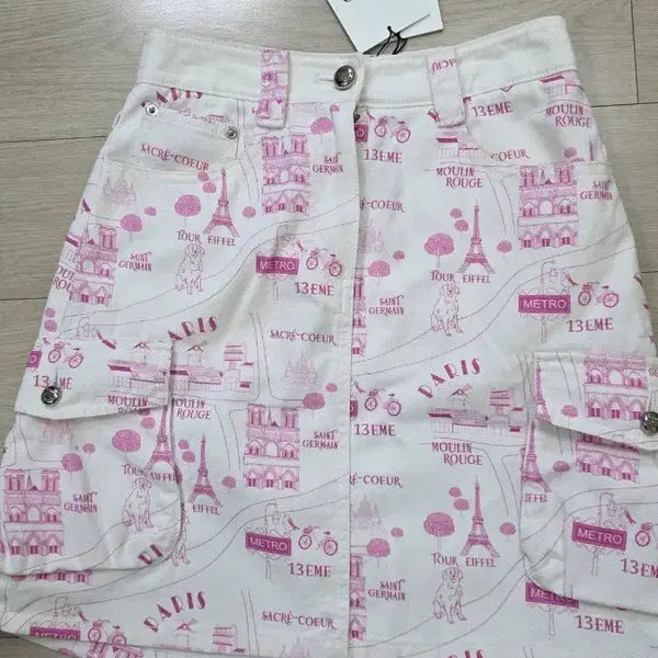 [BUNJANG] Ozhosec Paris Pattern Denim Mini Skirt / 오즈세컨 데님 스커트