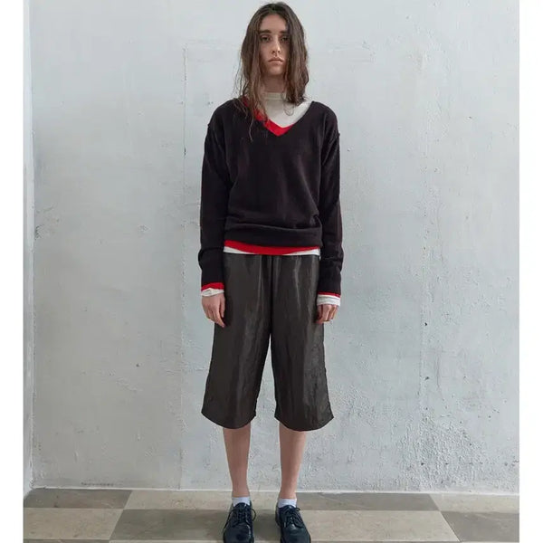 [BUNJANG] Nothing Everything Sheen Capri Pants Brown / 낫띵에브리띵 카프리팬츠 SHEEN CAPRI PANTS IN BROWN