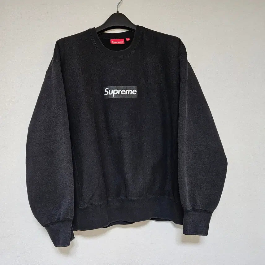 [BUNJANG] Supreme Washed Box Logo Crewneck Sweatshirt Black 25SS / 슈프림 워시드 박스로고 크루넥 맨투맨 블랙 25SS