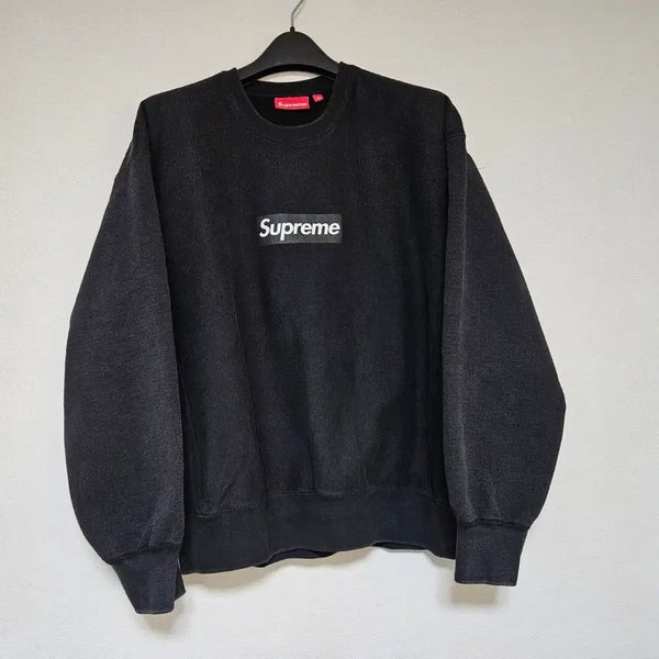 [BUNJANG] Supreme Washed Box Logo Crewneck Sweatshirt Black 25SS / 슈프림 워시드 박스로고 크루넥 맨투맨 블랙 25SS