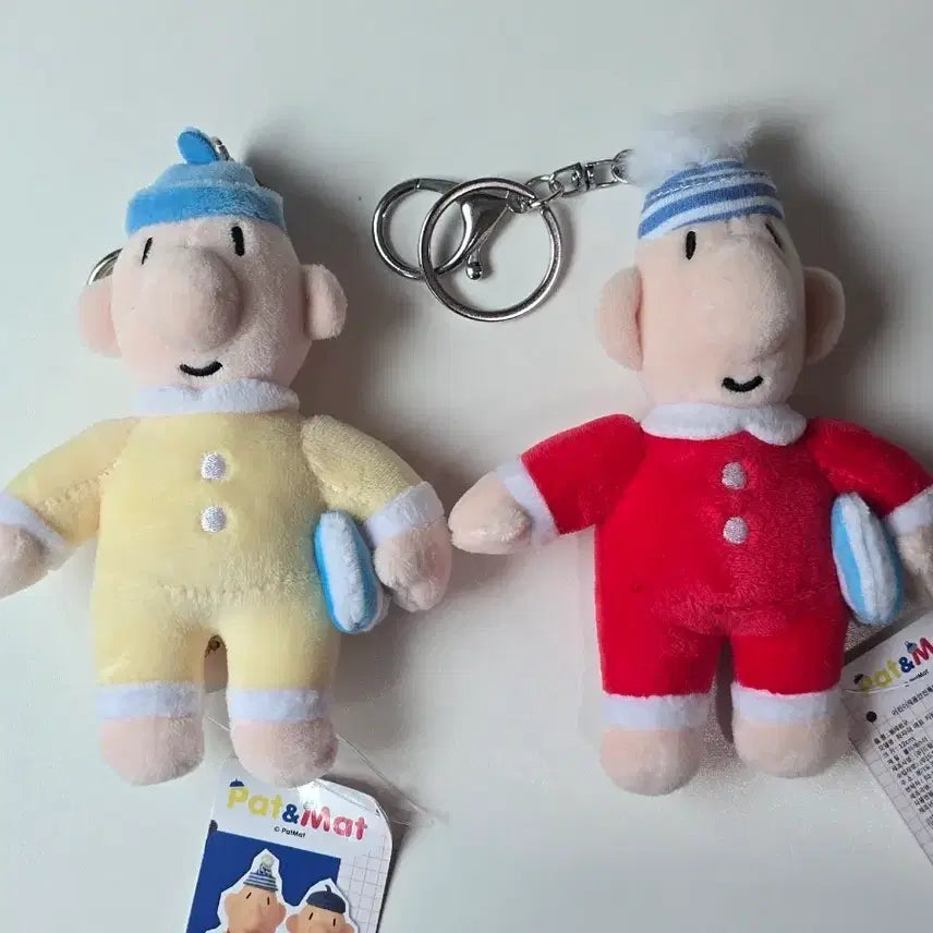 [BUNJANG] Pat & Mat Pajama Plush Keychains (Set of 2) / 패트와 매트 잠옷 인형 키링 2종
