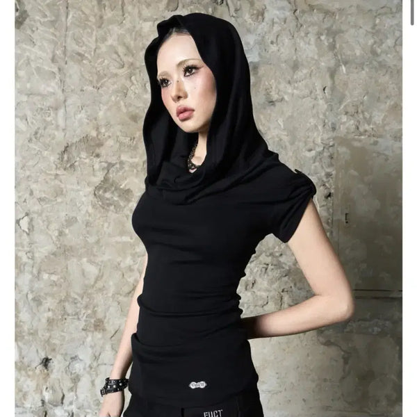 [BUNJANG] Euct Drape Cowlneck Off-Shoulder Hoodie Top / euct 드레이프 카울넥 오프숄더 후디 탑