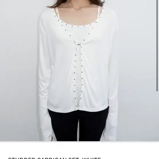[BUNJANG] Polysooem Stud Cardigan Set White / 택포) 폴리수엠 polysooem 스터드 가디건 세트 화이트