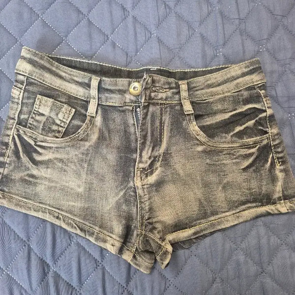 [BUNJANG] Black Denim Low-Rise Short Shorts / 로우라이즈 숏팬츠 흑청숏팬츠 반바지