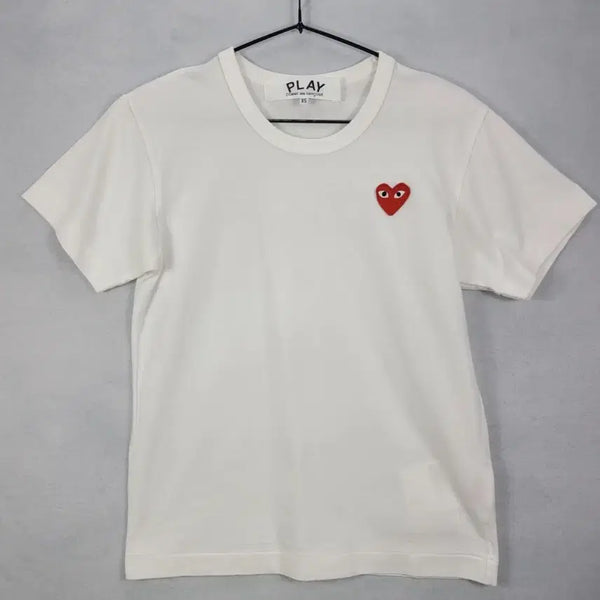 [BUNJANG] Comme des Garçons PLAY White Heart Logo Short Sleeve T-Shirt / (정품)꼼데가르송 PLAY 화이트 하트 로고 반팔티