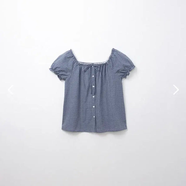 [BUNJANG] Archive J2U May Check Blouse Blue / 아카이브제이투유 메이체크 블라우스 blue