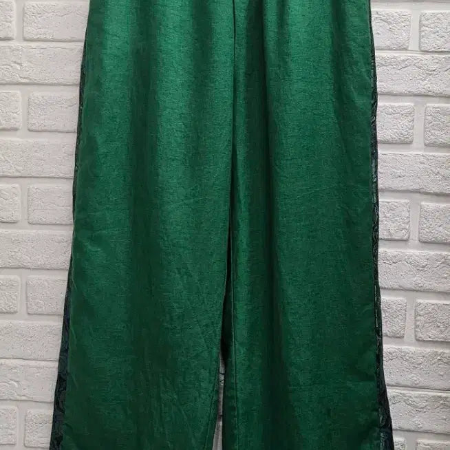 [BUNJANG] Linen Pants with Lace Trim / A4775  밴딩 레이스 배색 린넨바지
