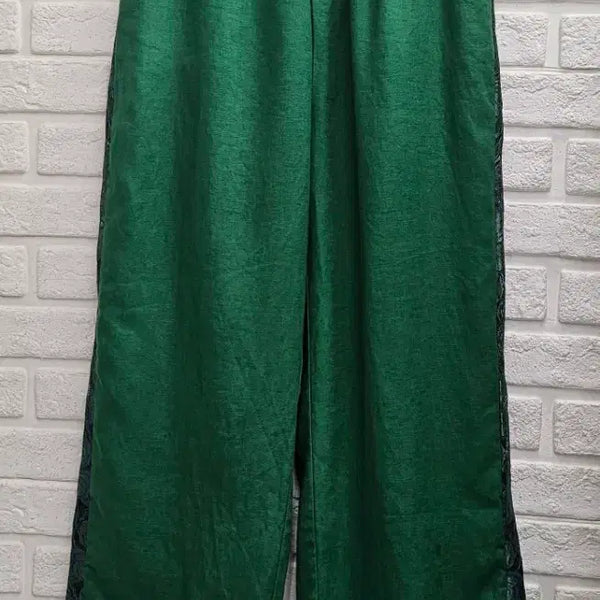 [BUNJANG] Linen Pants with Lace Trim / A4775  밴딩 레이스 배색 린넨바지