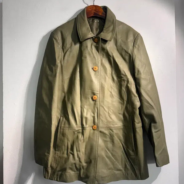 [BUNJANG] Vintage Olive Lambskin Jacket / Vintage 올리브 양가죽 자켓 66