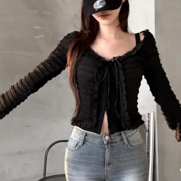 [BUNJANG] Lace Detail Cardigan / 레이스가디건