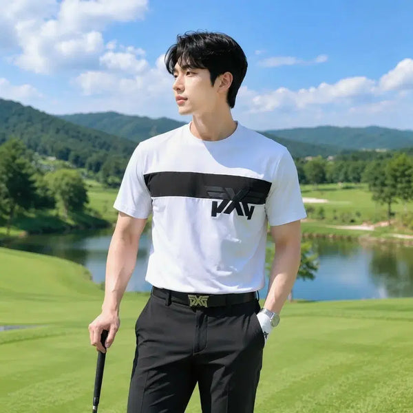 [BUNJANG] PXG Men's Big Logo Performance Round Short Sleeve T-shirt - Medium / [정품] PXG 남성 빅로고 기능성 라운드 반팔 티셔츠  M