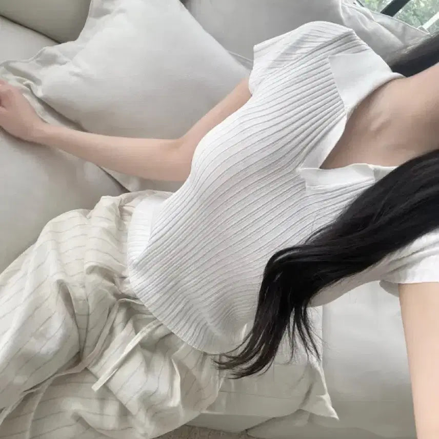 [BUNJANG] Sorbet Ribbed Short Sleeve Polo T-Shirt / 소라 골지 반팔 카라 티셔츠 출근룩 수입의류