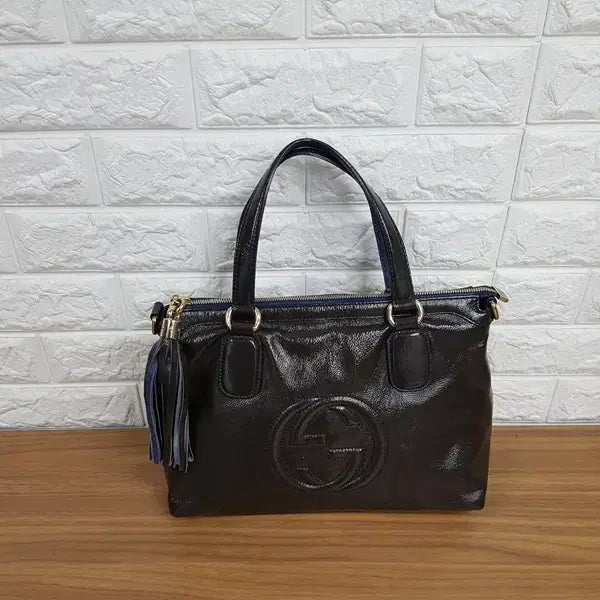 [BUNJANG] Gucci GG Interlocking Tassel Metallic Leather Tote Bag / 구찌 토트백 (정품 308362 GG 인터로킹 테슬 메탈릭 레더 토트)
