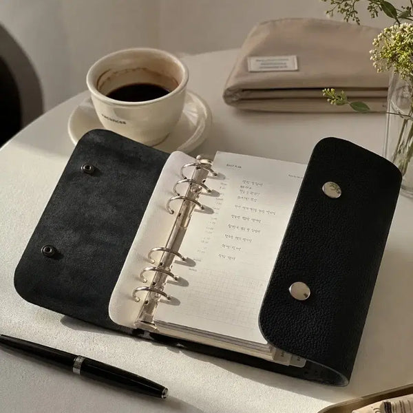 [BUNJANG] Calfskin Leather 6-Ring A6 Personal Size Diary Binder / 송아지가죽 6공 다이어리 새상품